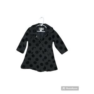 AMERICAN WIDGEON Size 3 WOOL Blend Polka Dot Coat Jacket Black Polka Dot